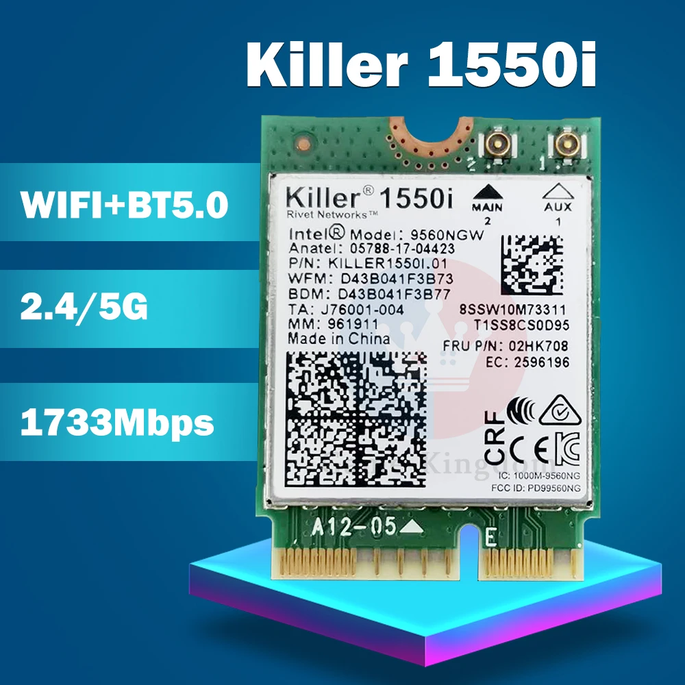 Ноутбук Killer 1550i AC двухдиапазонный 1 73 Гбит/с беспроводной 9560NGW NGFF Key E Wi Fi карта 9560AC