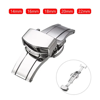 

14/16/18/20/22mm Watch Fold Buckle Double Click Butterfly Watchband Push Clasp Button Deployment Clasp Buckles Watch Accessories