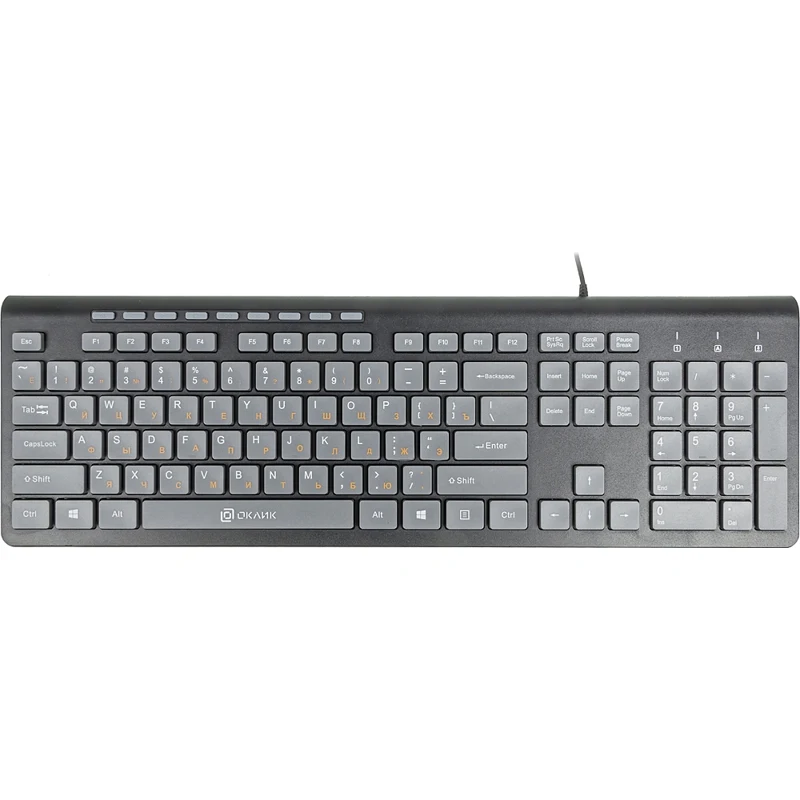 Клавиатура Oklick 480M черный/серый USB slim Multimedia