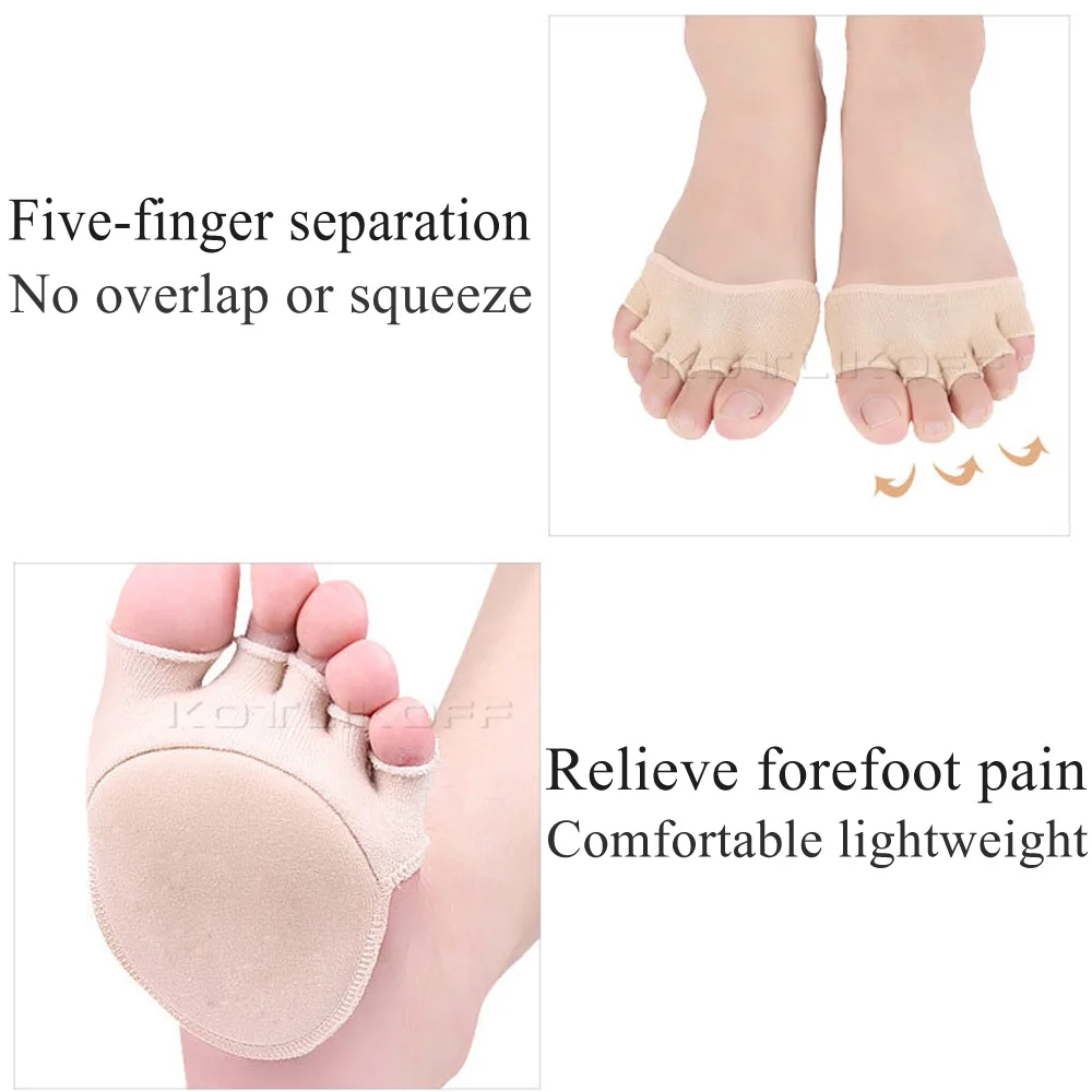 KOTLIKOFF Cotton Half Insoles Pads Foot Care Insoles Forefoot Pain Relief Massaging Metatarsal Toe Support Pads Forefoot