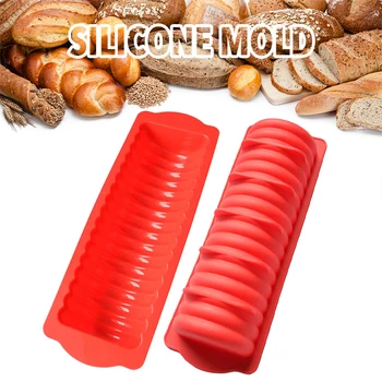 

2020 New High Quality Caterpillar Ribbed Loaf Pan Silicone Mold Bread Hot Dog Form Bakeware For DIY Dessert Dessert Baking Pan