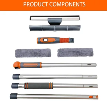 

Telescopic Window Squeegee Cleaner with Extension Pole Glass Cleaning Tools with 2 Washing Cloth for Indoor Outdoor JA55