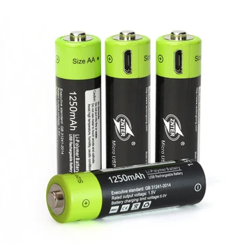 

ZNTER AA 1.5V 1250mAh Battery 4 pcs USB Quick Charging Rechargeable Lithium Polymer Battery Charged by Micro USB Cable