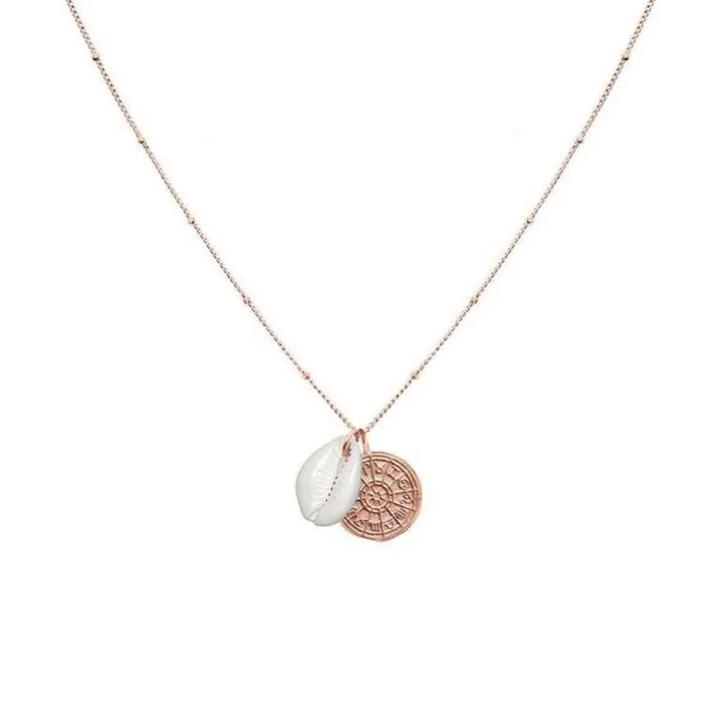 Mavis Hare ожерелье с подвеской со знаком коровы и зодиака из нержавеющей стали, натуральная морская раковина, Подвески из бисера, длинная цепочка, как пляжные украшения