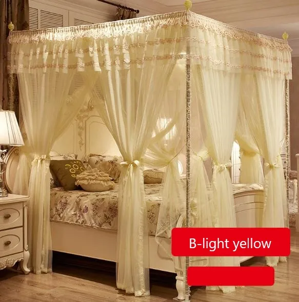 B light yellow Номер Декор наклейки для девочек роскошный дворец короля балдахин для кровати москитная сетка сладкий мёд платье принцессы розового цвета с москитной сеткой - Цвет: B light yellow