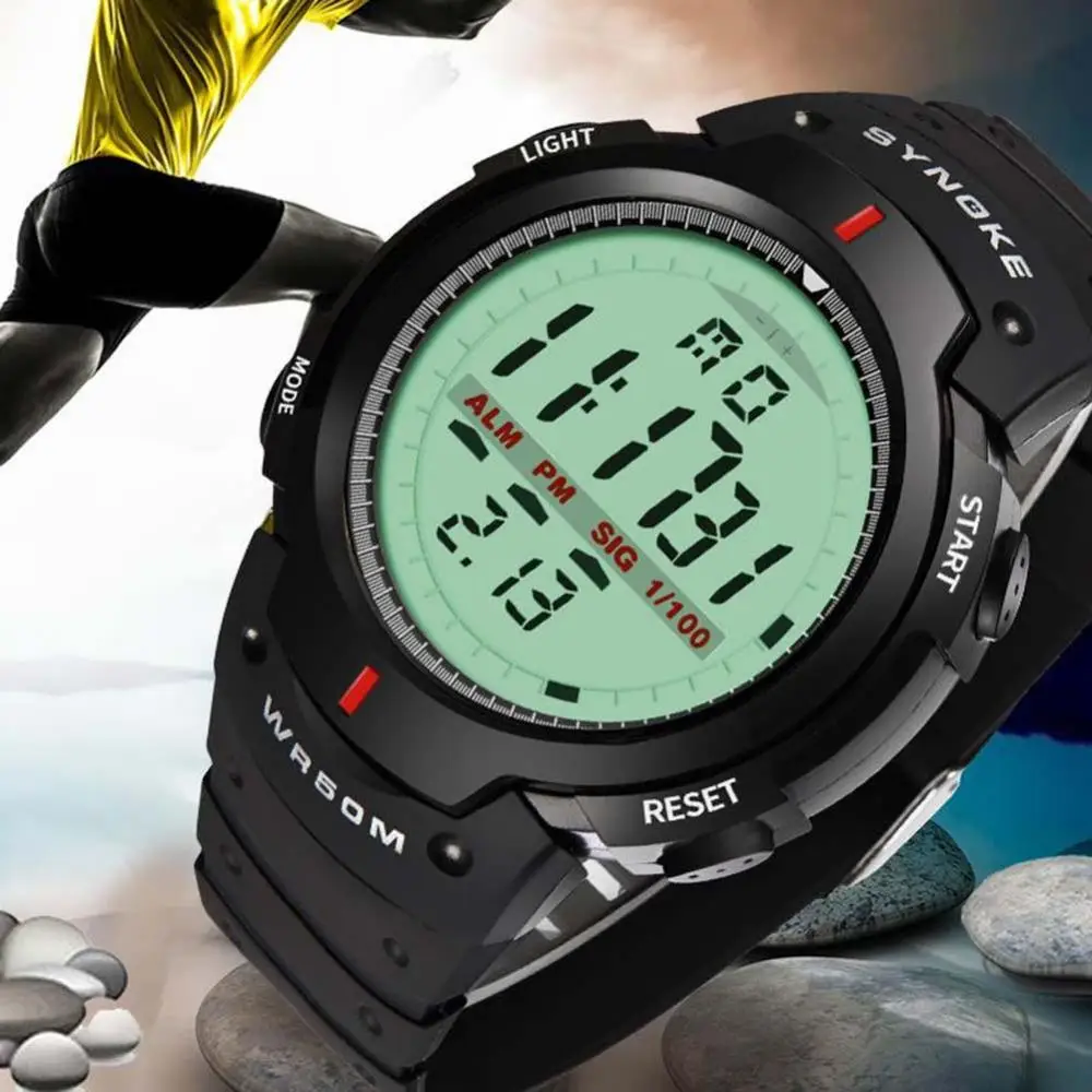 40%HOT Fashion Men's Outdoor Sports Luminous Week Date Alarm Digital Watch Waterproof Electronic Men's Watch
