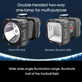 

Portable Bright Double Head Flashlight Searchlight Lamps USB Rechargeable Outdoor Emergency Camping Work Lights Original Beloved