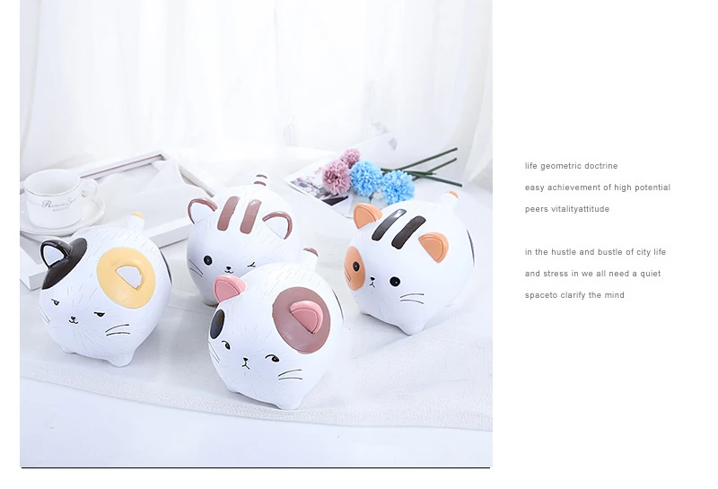 Strongwell Expression Cat Piggy Bank Ornaments Large Capacity Resin Cat Money Box Crafts Home Decoration Birthday Gifts Kids