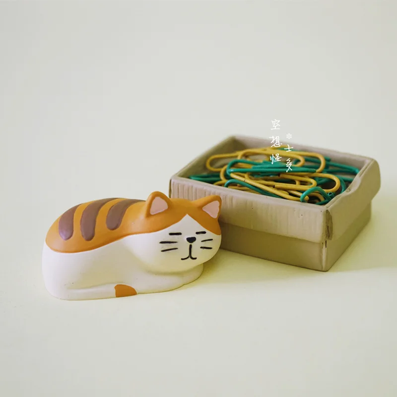 Japanese Zakka Box Cat Mini Paper Clip Box Cat Decoration