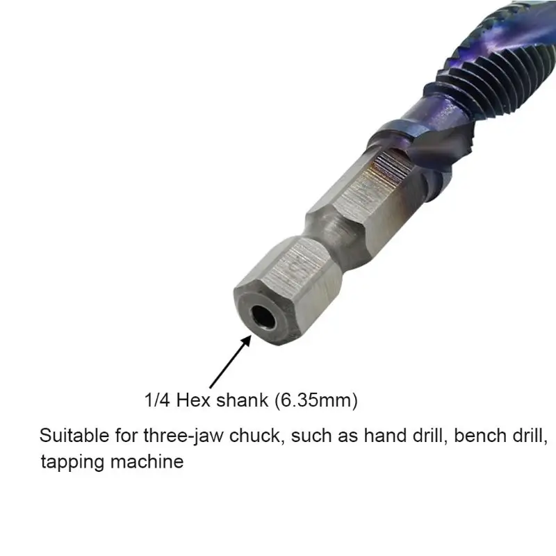 

6 Pcs Hex Shank Sets HSS Metric Thread Tap Hand Drill Bits Spiral Screw Taps 72XD