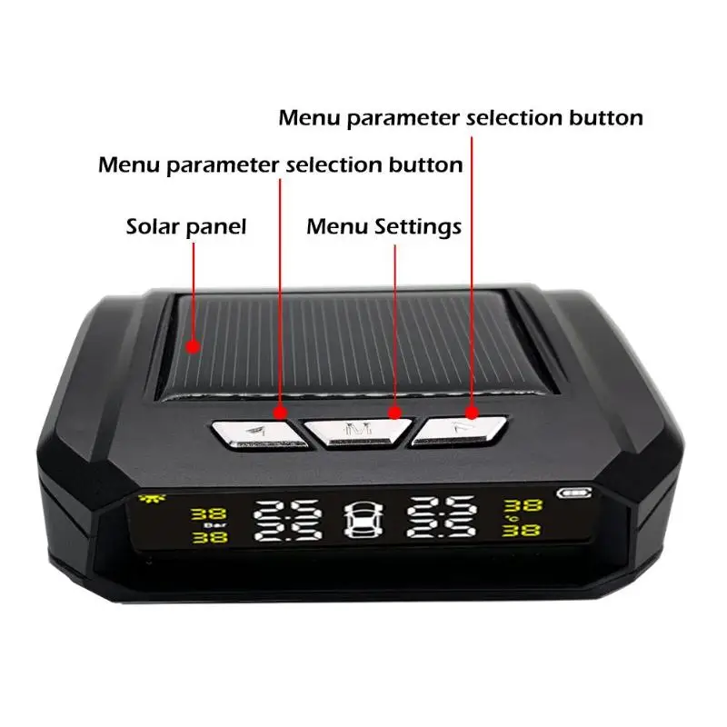 AN-05 Солнечная автомобильная система контроля давления в шинах TPMS с 4 датчиками
