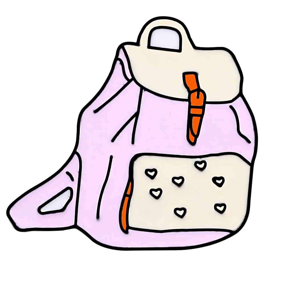 Милый Кот книга для чтения эмалированные булавки розовый мобильный телефон CD рюкзак Броши Нагрудный значок булавки куртки женские ювелирные изделия брошь подарок - Metal color: Backpack