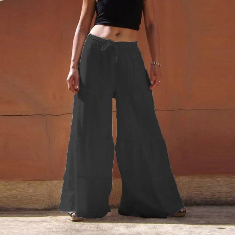 

Fashion Cargo Pants Women Streetwear Pure Colour Elastic Waist Casual Cotton-Blend Broad-legged Pants High Waist plus size PF3M