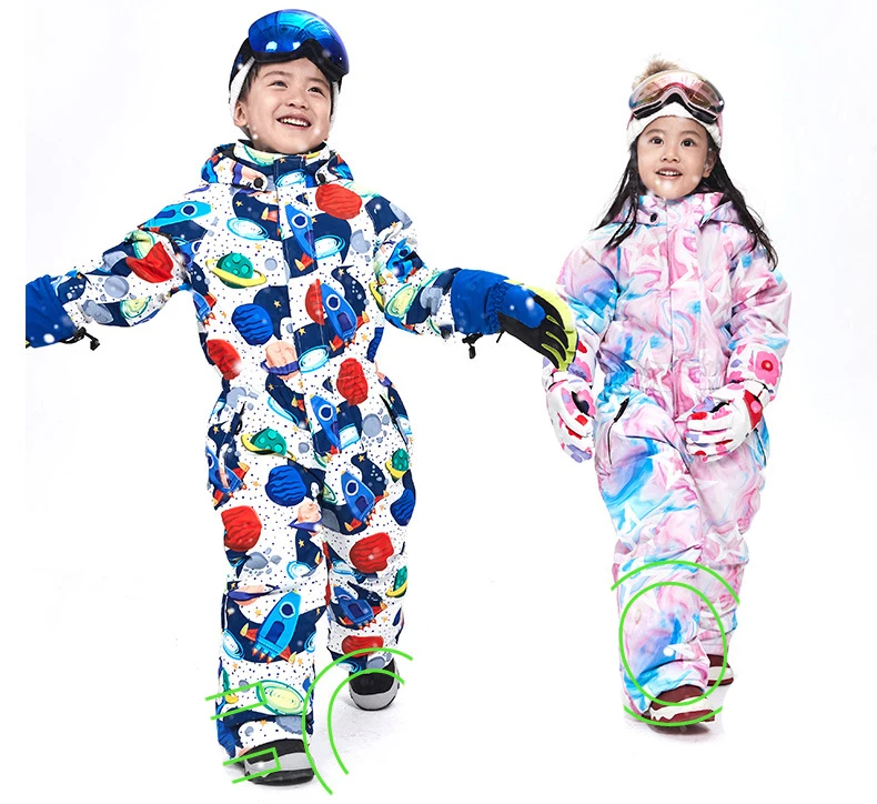 Детский Зимний лыжный комплект; комбинезон для девочек; Верхняя одежда для мальчиков; куртка для сноуборда; водонепроницаемый лыжный костюм; теплая ветрозащитная одежда для детей