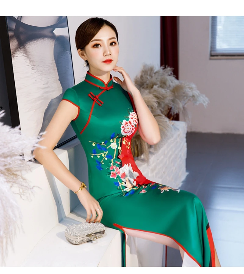 Cheongsam женское платье с длинным следующих применений: представления на сцене cheongsam платья XL показать этикет леди форма Ципао китайское платье Ципао