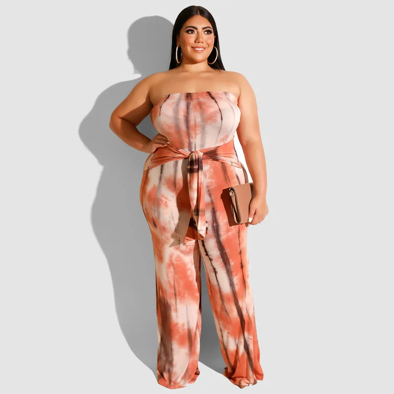 

2020 New Summer Women Fashion Tube Top Rompers Ladies Loose Leisure Pantsuits Female Printing High Quatily Jumpsuits LT80