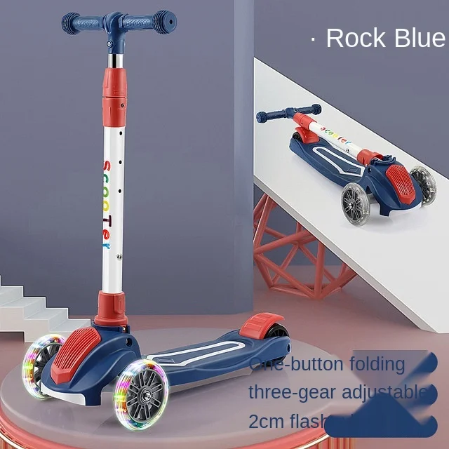 Children's Kick Scooter Folding Skateboard Kids Adjustable Height Flashing Light 3 Wheels Foot Scooters Boy Girl Scooter Gifts 5