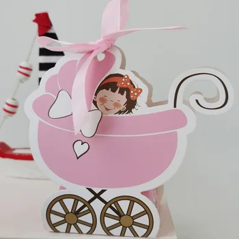 

50pcs New Baby Carriage Gift Box Candy Box Favor Box Wedding Favour Box for Girls Boys Birthday Kids Shower Festival Decorations