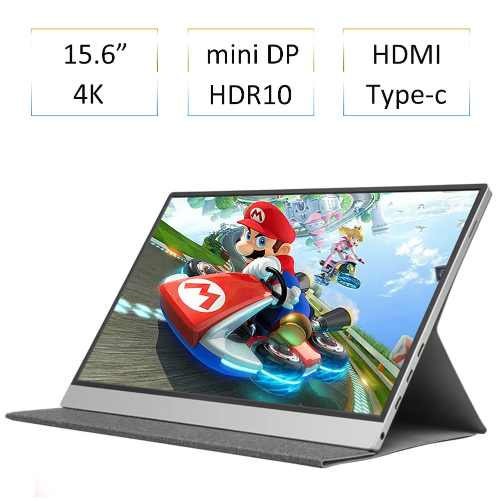 

15.6 Inch Portable 4K HD Monitor For PC Laptop Smart Phone HDR 10 Gaming Monitor For Ps4 Switch Xbox NS 60Hz IPS Screen Silver