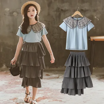 

Teenage Girls Layered Skirt Suits Summer 2020 Children Girls Outfit