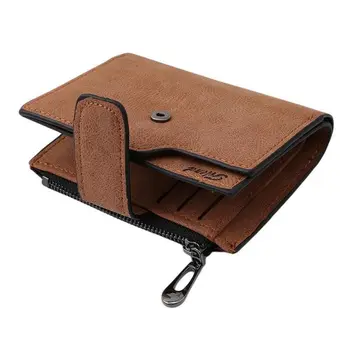 

Women Wallet Fold Leather Fashion Vintage Retro 2020 Solid Color Letter Snap Fastener Zipper Durable Short Clutch Female Purse