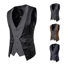 New Style Men Cool Joint Mock Two-Piece Single Breasted Casual Vest M64