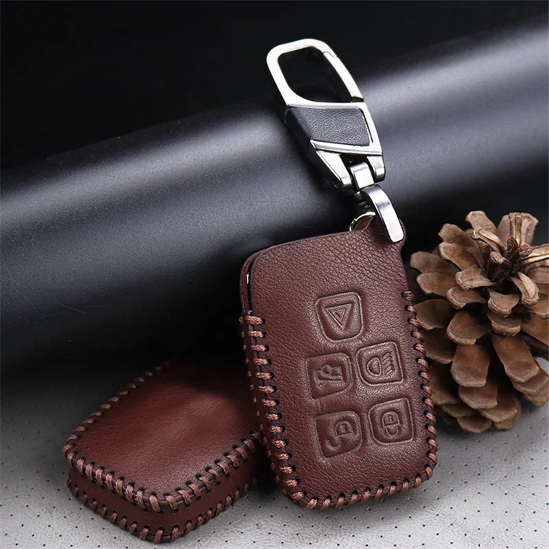 Genuine Leather Car Key Case Cover For Jaguar XF XE XJ F X type Guitar S Type Ring Fob Shell Holder Auto Accessories | Автомобили и
