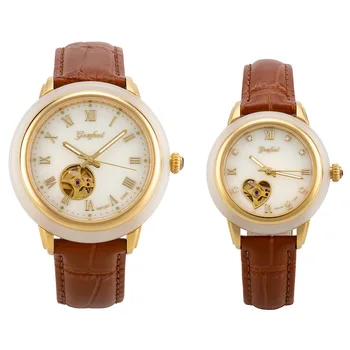 

NEW CREATIVE COUPLE LOVERS JADE WATCH BUSINESS MEN'S WATCHES JADE LADIES WATCH MECHANICAL HOLLOW LEATHER BELT JADES FEMALE CLOCK