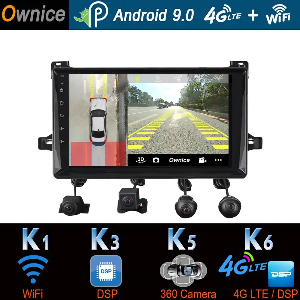 Автомобильный DVD плеер с камерой 360 ° Android 9 0 4 Гб ОЗУ + 64 ПЗУ мультимедийный для Toyota