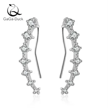 

New Fashion Jewelry 925 Sterling Silver Not Allergic Full Crystal Ear Row Siamese Flash Star Exquisite Dangle Earrings E321