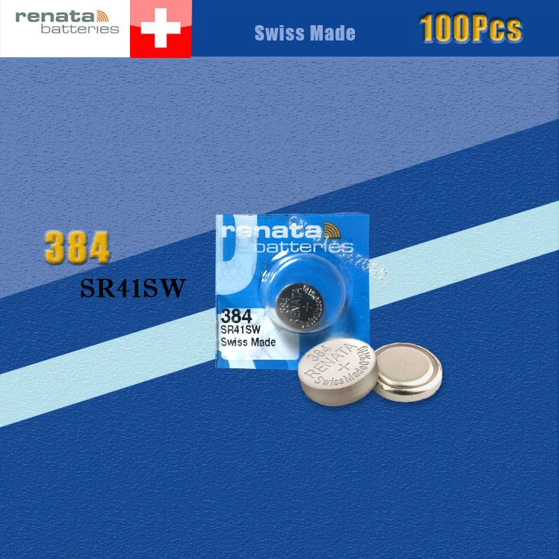 100 X Рената оксида серебра часы Батарея 384 SR41SW 41 1,55 V бренд renata 384 renata 41 Батарея