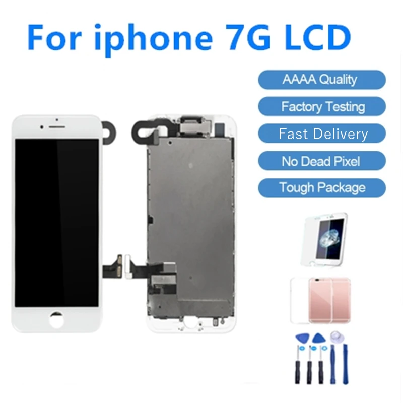 Запасные части для iPhone 7 экран дисплей с дигитайзером и фронтальной камерой+ ушной динамик+ кнопка Home
