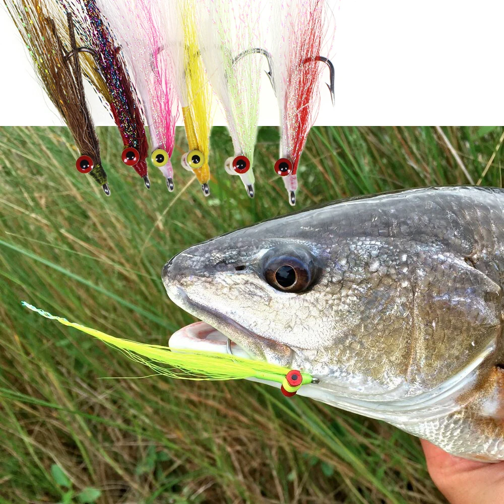 Vampfly 6Pcs Halter Ogen Clouser Diepwater Minnow Fly Zoutwatervissen Rode  Visgraten Vis Blauwe Vis Seatrout Vissen Fly lokken - AliExpress, image size:1000x1000