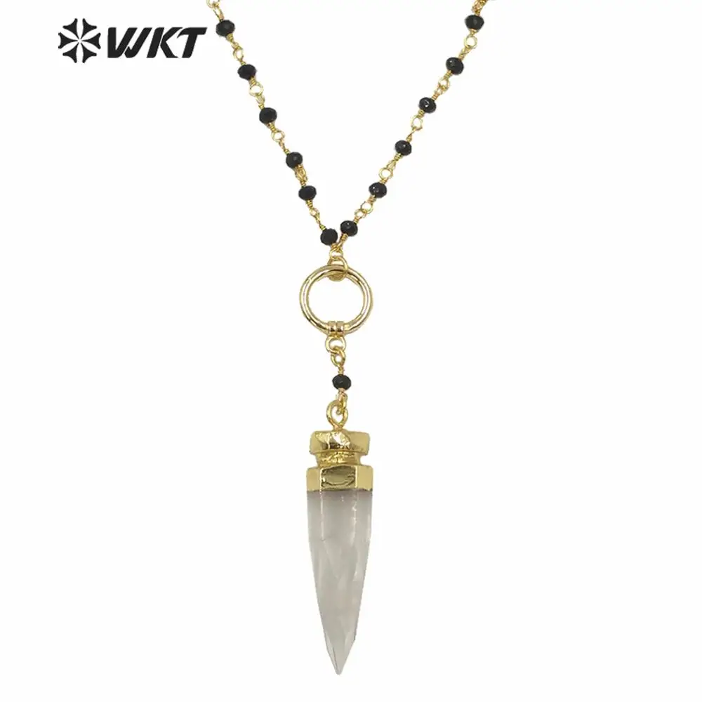 WT-N231 Hotl! Natural white crystal necklace gold trim shark tooth jewelry so nice for women | Украшения и аксессуары