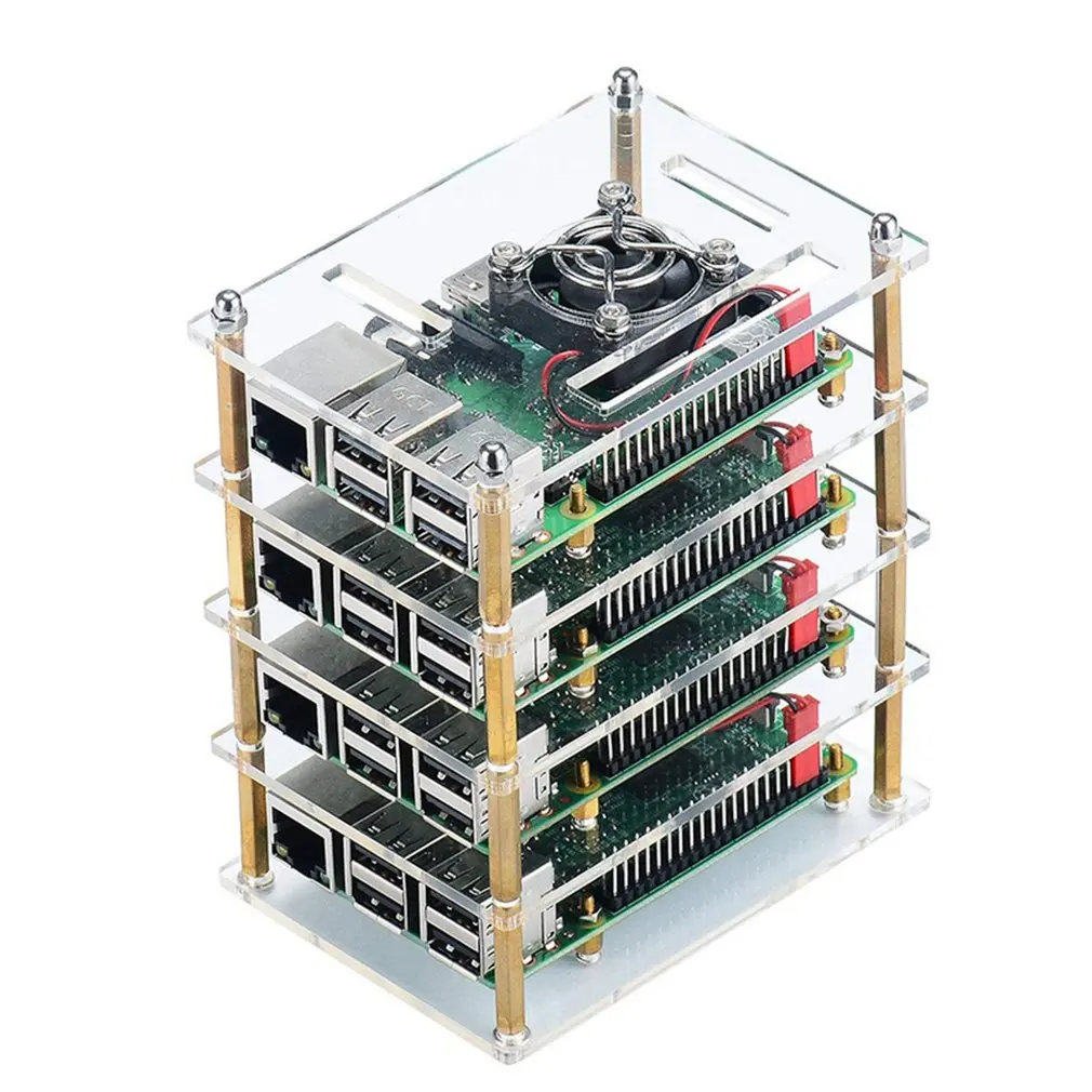 Для Raspberry Pi кластерный корпус с вентилятором комплект 1-4 слоя многослойный акриловый корпус для Raspberry Pi 4 Модель B