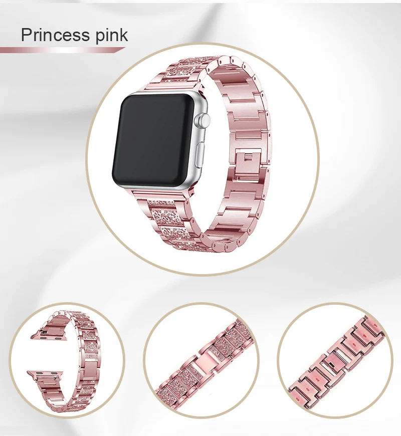 Apple Watch Series 5 43 2 1 ремешок для часов 40 мм 44 мм iWatch Rhinestone Diamond Band 38 мм 42 мм Кристальный ремешок из нержавеющей стали