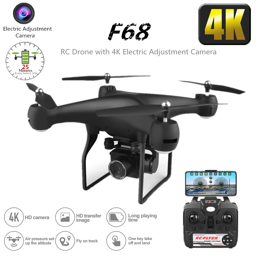 Радиоуправляемый Дрон 4K Квадрокоптер с WiFi FPV Электрическая регулировка Квадрокоптер с камерой 25 минут Летающий TimeToy для ребенка Дрон VS SG901