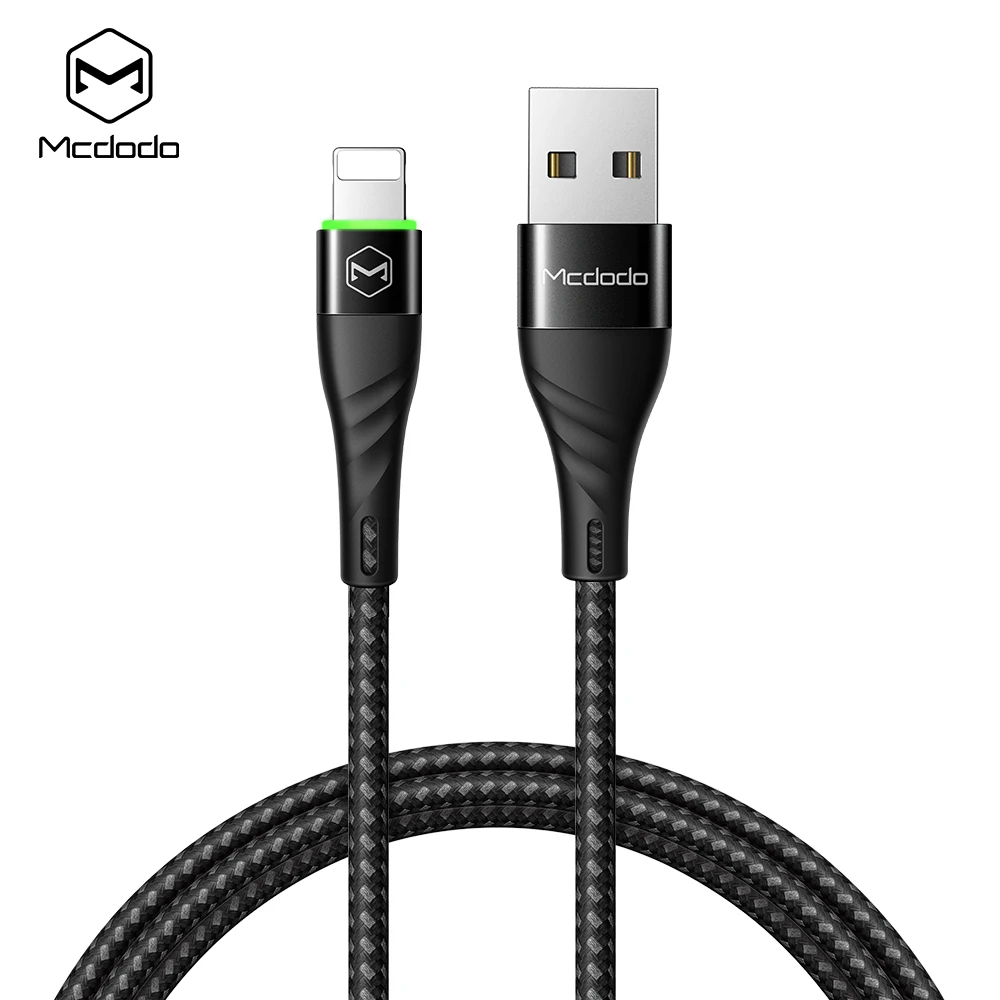Mcdodo For usb lightning cable 1m 2m 2A fast charging data Mobile phone charger cable for iPhone xs xr x 8 7 6s plus 5s ipad led - Цвет: Черный