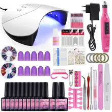 COSCELIA полный Маникюрный набор Комплект гель-лаков для ногтей 36 Вт УФ светодиодный светильник для лак для нейл-арта электрическая дрель машина резак для маникюра