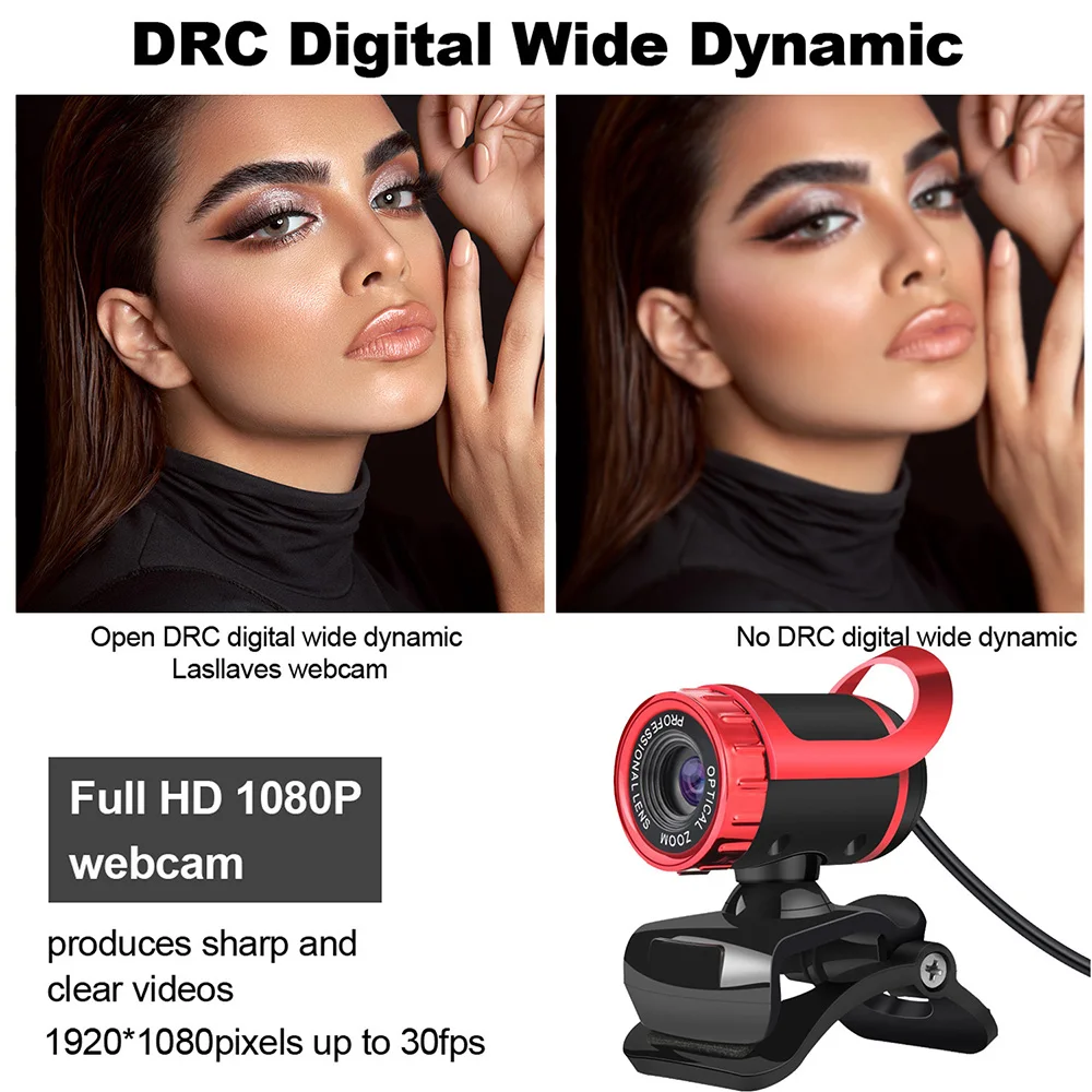 

High-definition 1080P Computer Camera Webcam Built-in Microphone Driver-free USB Plug-and-play Support Video Call LHB99