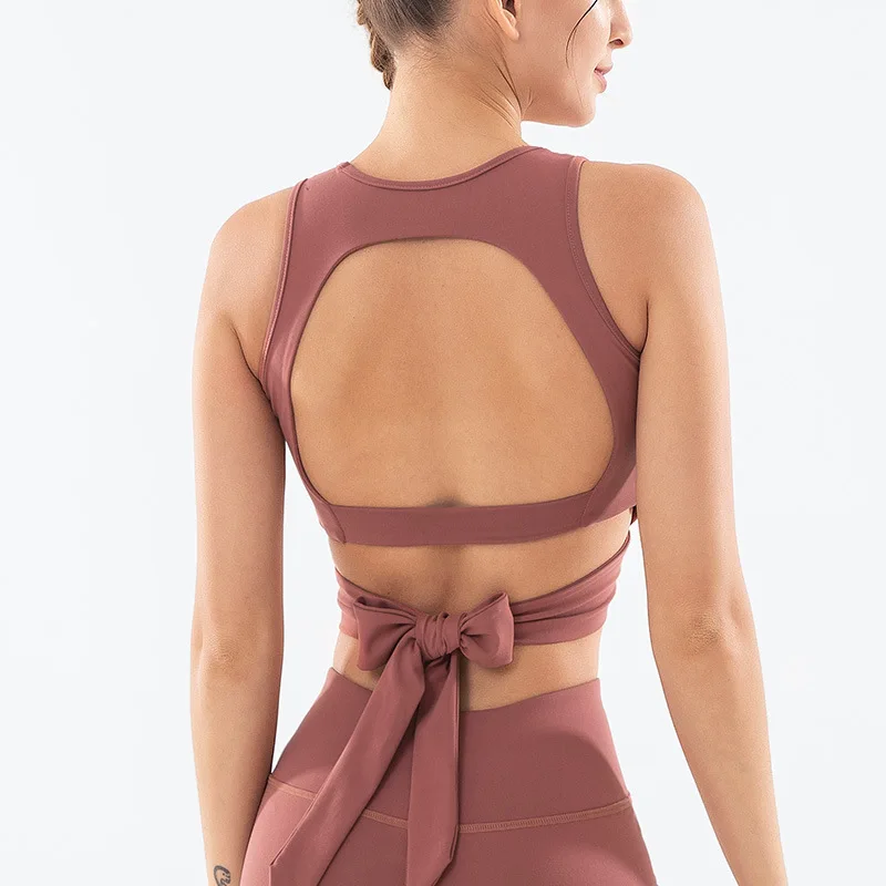 Wmuncc спортивный бюстгальтер с подкладкой открытой спиной высокая ударная Йога