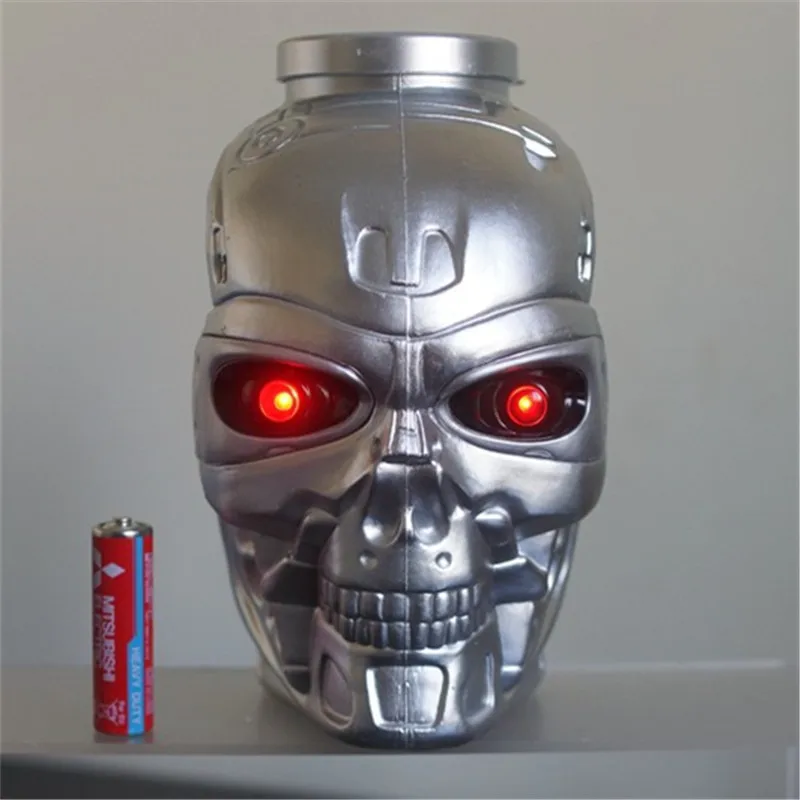 

T-800 Head Sculpt GK Skull Terminator Water Bottle Electroplating Bust With LED Light Action Figure Model Toy M4066