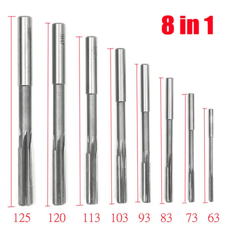 8 шт./компл. прямые трубчатые развертки точность H7 HSS патрон ручной комплект резец инструмент 3/4/5/6/7/8/9/10 мм для сверлильная машина для инструментов