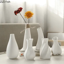 Скандинавская ваза для украшения интерьера простая керамика мини вазы белый гидропоника цветы композиция цветочный горшок Цветочные украшения стола