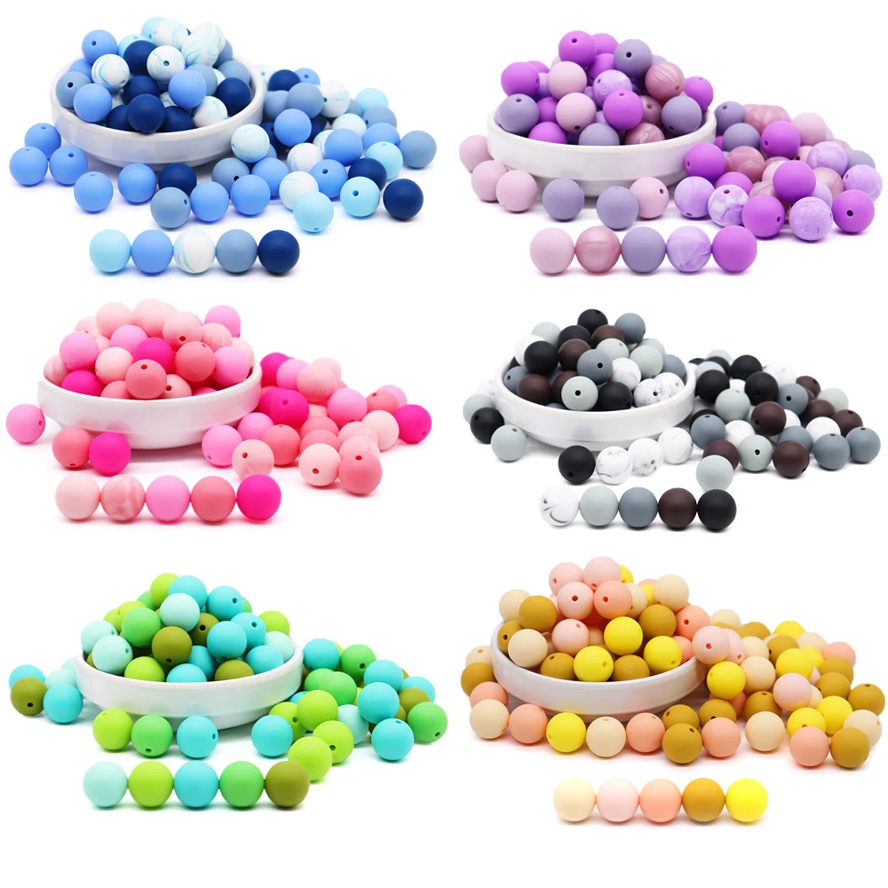 

30PCS 9/12/15mm Round Silicone Beads For Baby Teether Teething BPA Free Chewable Chewing Silicone Beads For Handmade DIY Jewelry