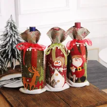 Сумка для бутылки шампанского рождественский стерео комплект льняной бутылки для старого человека вечерние украшения Украшение квадратной формы полный свет затенение# W