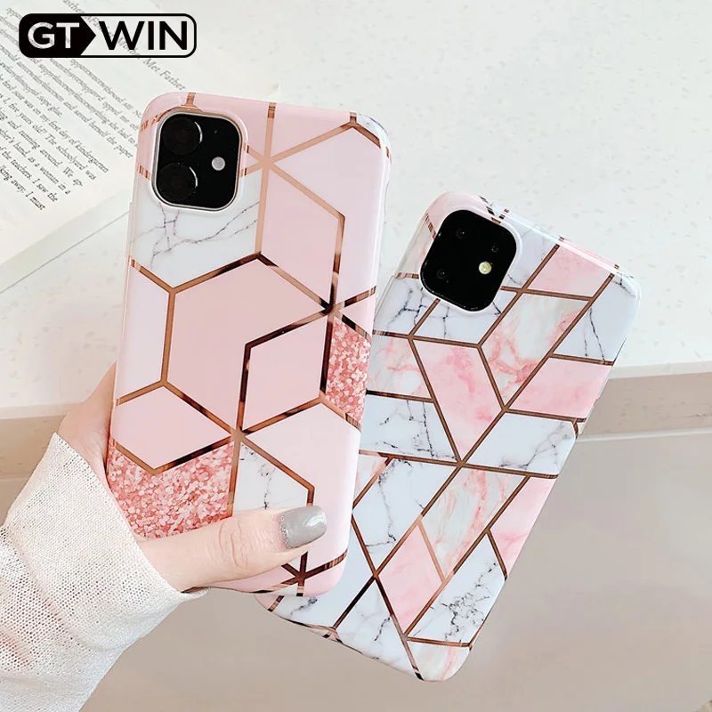 GTWIN чехлы для телефонов с геометрическим мрамором и текстурой iPhone 11 Pro XR XS Max 7 8 Plus X