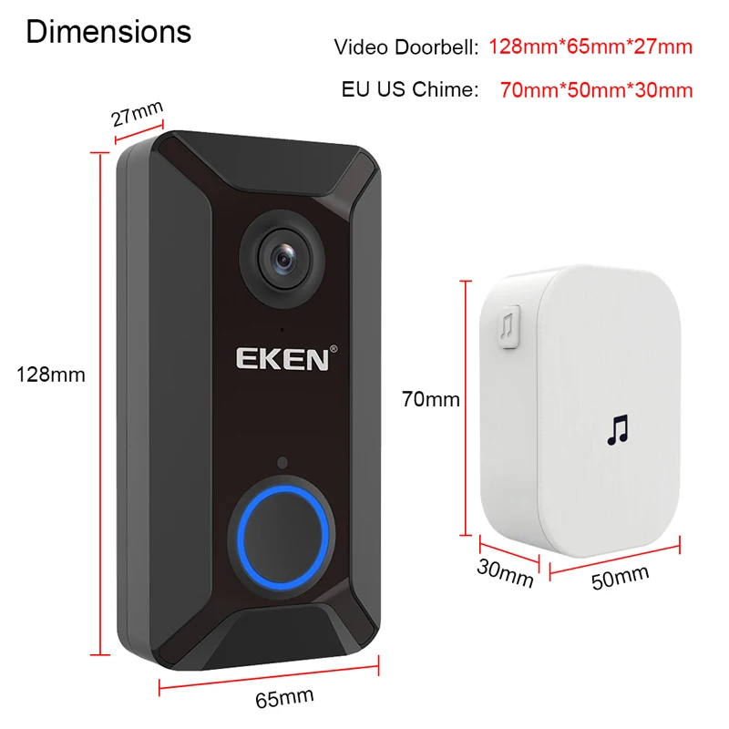 EKEN Smart беспроводной Wifi видео дверной звонок Домофон Дверной камера Инфракрасный