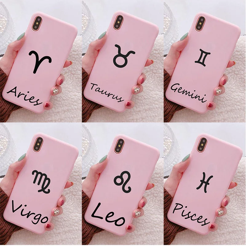 

Zodiac Sign Phone Case for iPhone X XR Xs Max 11 8 7 6 Plus 6S 5S SE Soft Silicone Cover Coque 12 Constellation