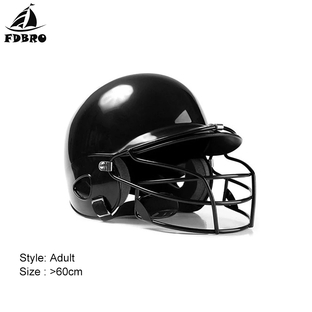 FDBRO Софтбол фитнес-оборудование для тела Защита головы Защита лица бейсбольные шлемы хит бинауральный бейсбольный шлем одежда маска - Цвет: black adult